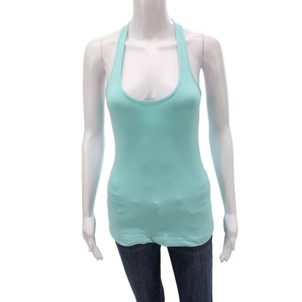 Lululemon Womens Green Cotton Scoop Neck Basic Tank Athleisure Size 6